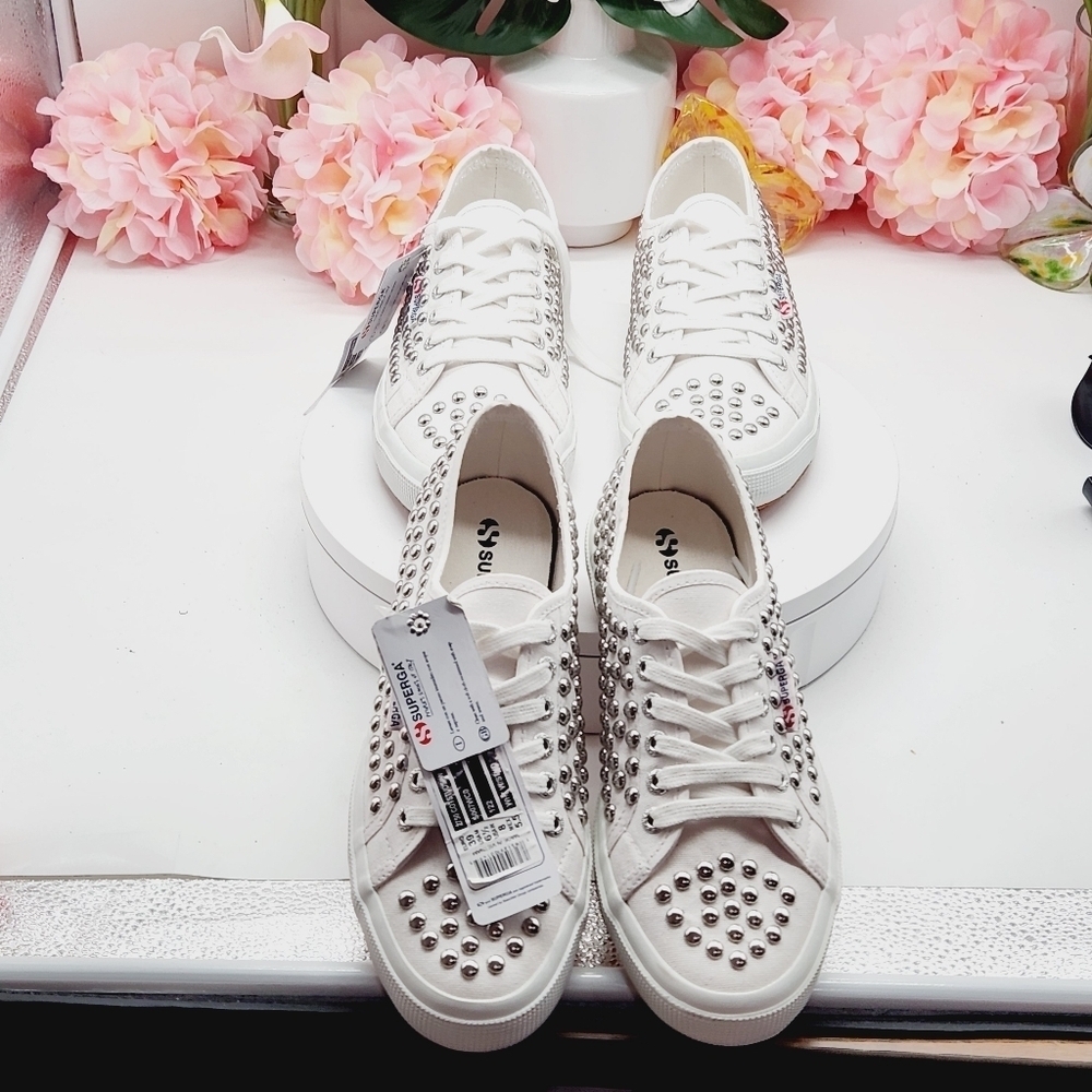 Superga 2750 COTSTUDS1W White Studded Sneakers - Picture 13 of 15